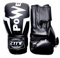 Перчатки боксёрские ZTTY POWER Q116 ЧБ-12 оz.(кожзам)  